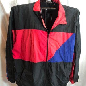 VINTAGE Cheetah Mervyns XXL Mens Black Color Block Windbreaker Jacket